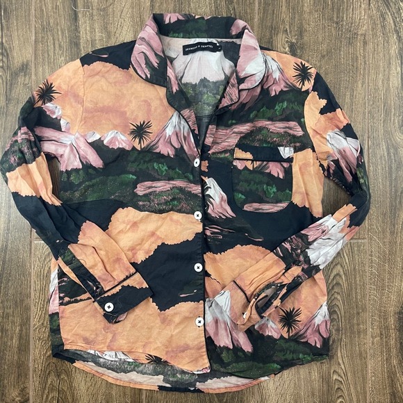 Desmond Dempsey Pajama Set L Luxury Print Designer Loungewear Rare South Island - Picture 2 of 9